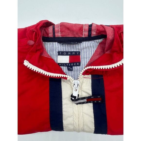 Tommy Hilfiger Men's Rain Jacket w/ Hoodie Full Zip & Pockets Sz M Color Block R - Picture 6 of 6